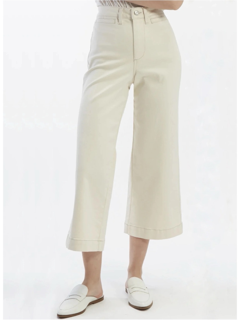 Oat New York High Rise Wide Leg Crop Jeans in Natural Size 10/30